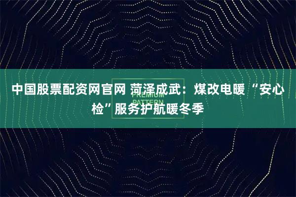 中国股票配资网官网 菏泽成武：煤改电暖 “安心检”服务护航暖冬季