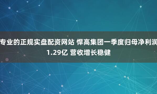 专业的正规实盘配资网站 悍高集团一季度归母净利润1.29亿 营收增长稳健
